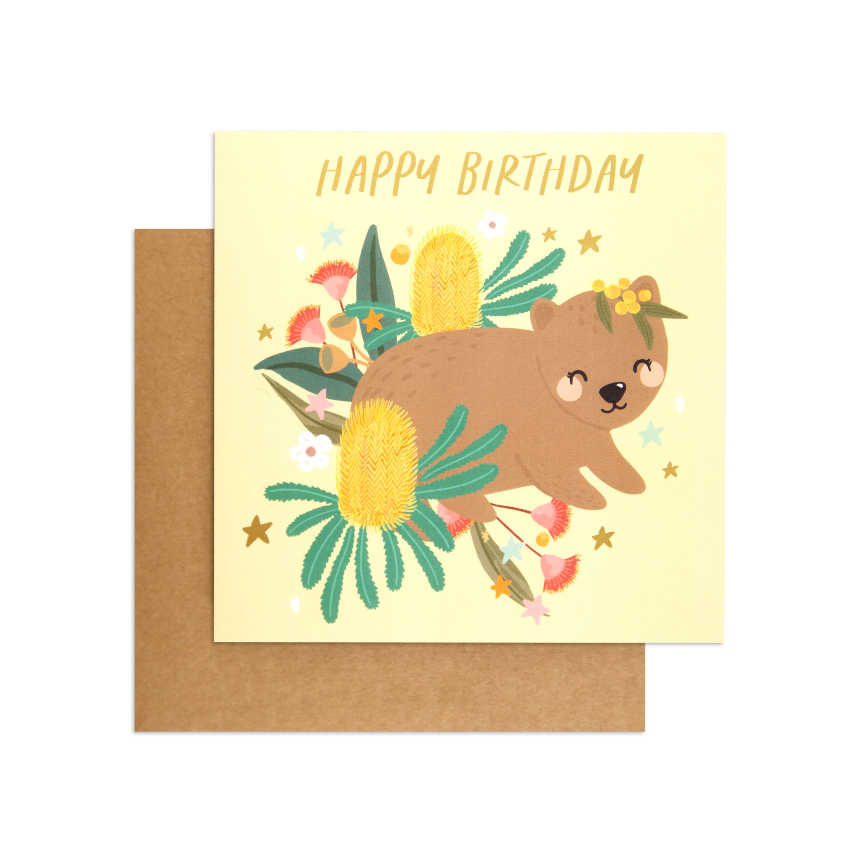 Australian Spirit Bush Buddies Birthday Card  - Wombat